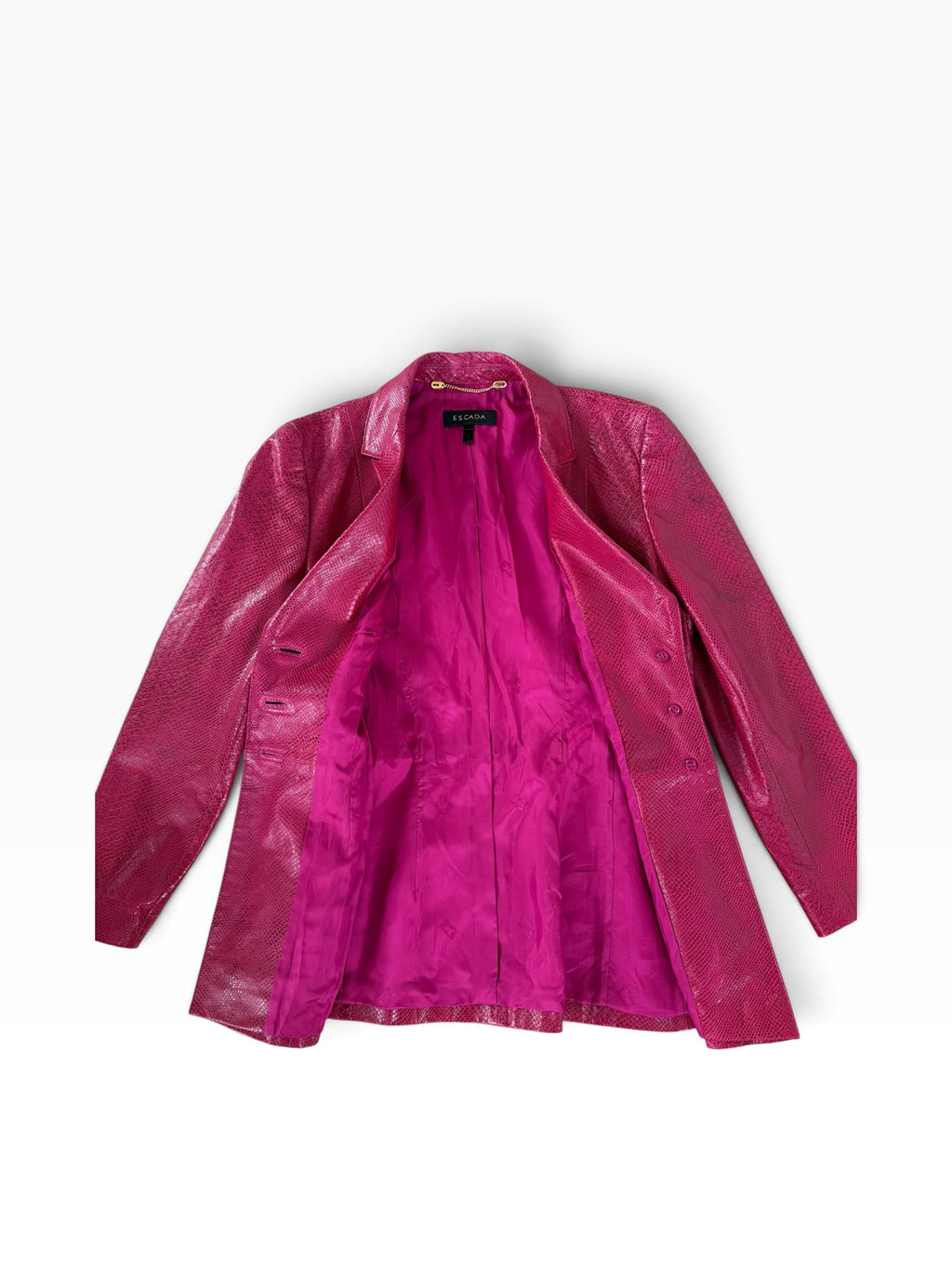Escada Vintage Y2K Fuchsia Embossed Leather Blazer – Size 38