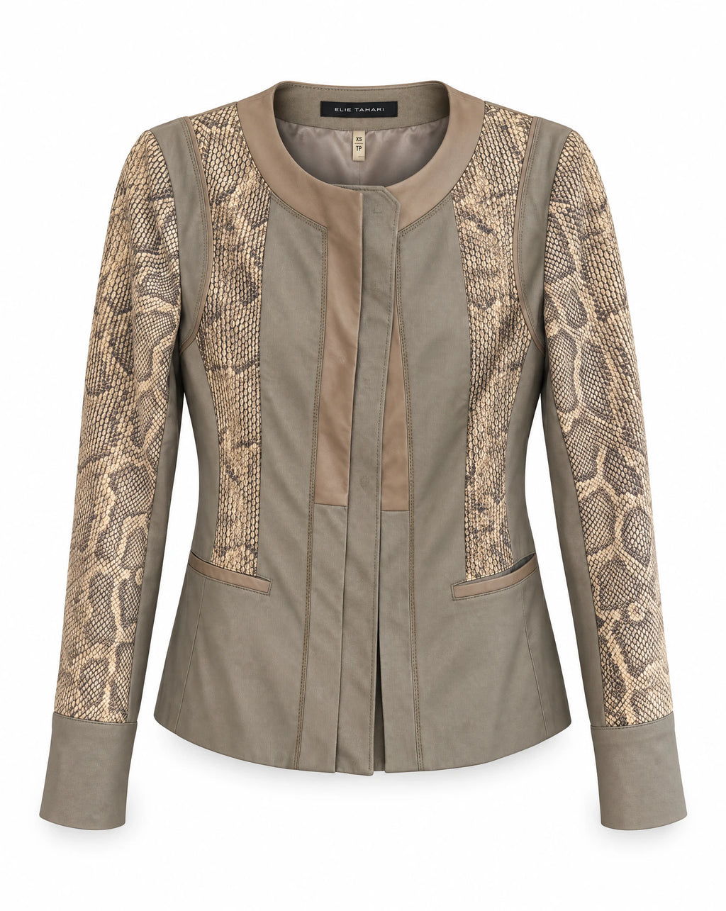 Elie Tahari Python-Effect Goat Suede & Leather Jacket