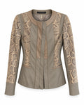 Elie Tahari Python-Effect Goat Suede & Leather Jacket