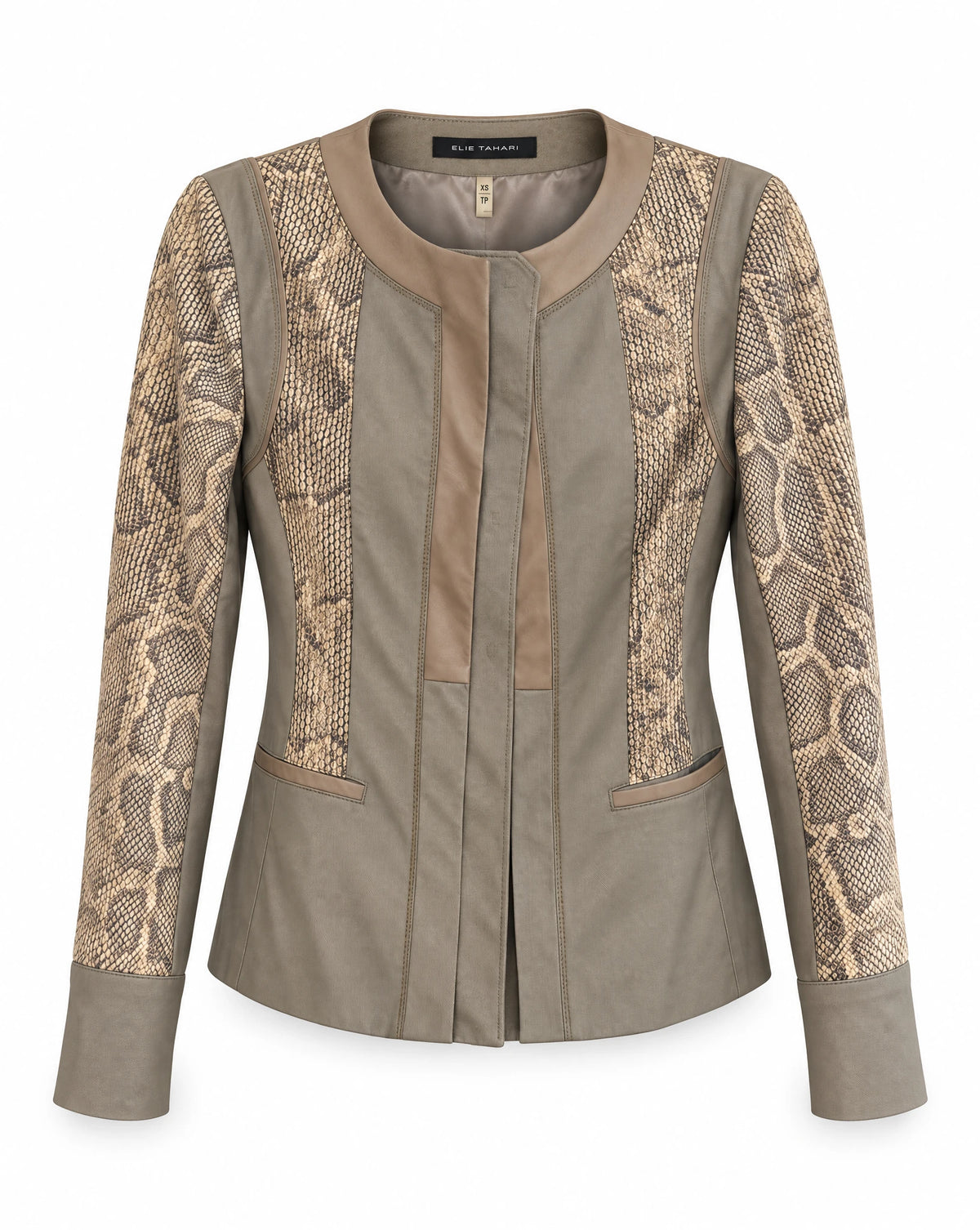 Elie Tahari Python-Effect Goat Suede & Leather Jacket