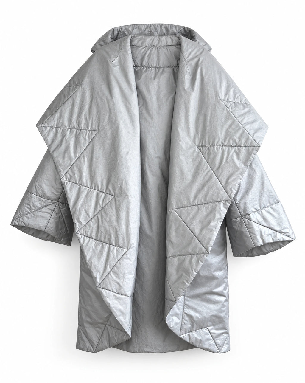 Norma Kamali Silver Sleeping Bag Coat- Late 1980s / Early 1990s