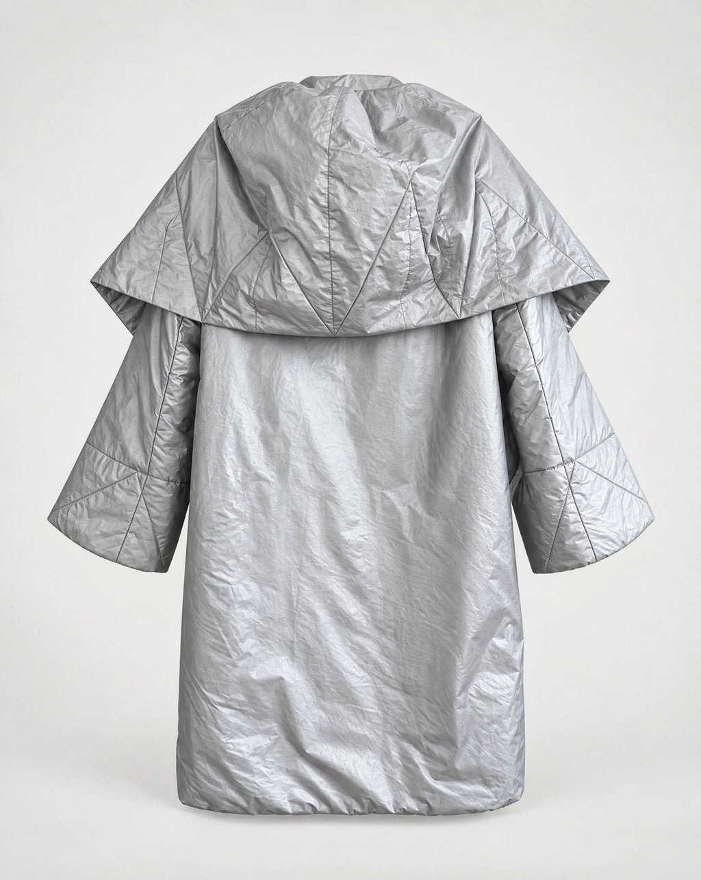 Norma Kamali Silver Sleeping Bag Coat- Late 1980s / Early 1990s