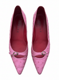 CELINE Pink Ostrich-Embossed Mary Jane Flats -Late 90s early 2000s