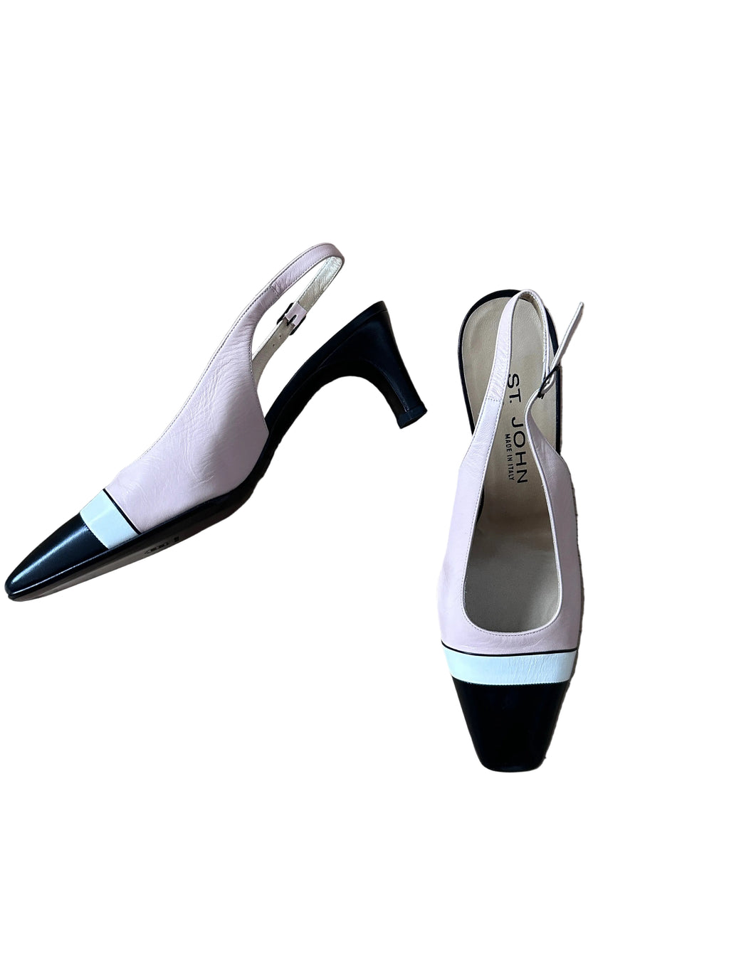 ST. JOHN Two-Tone ‘Angela’ Slingback Pumps (Carnation / Black)