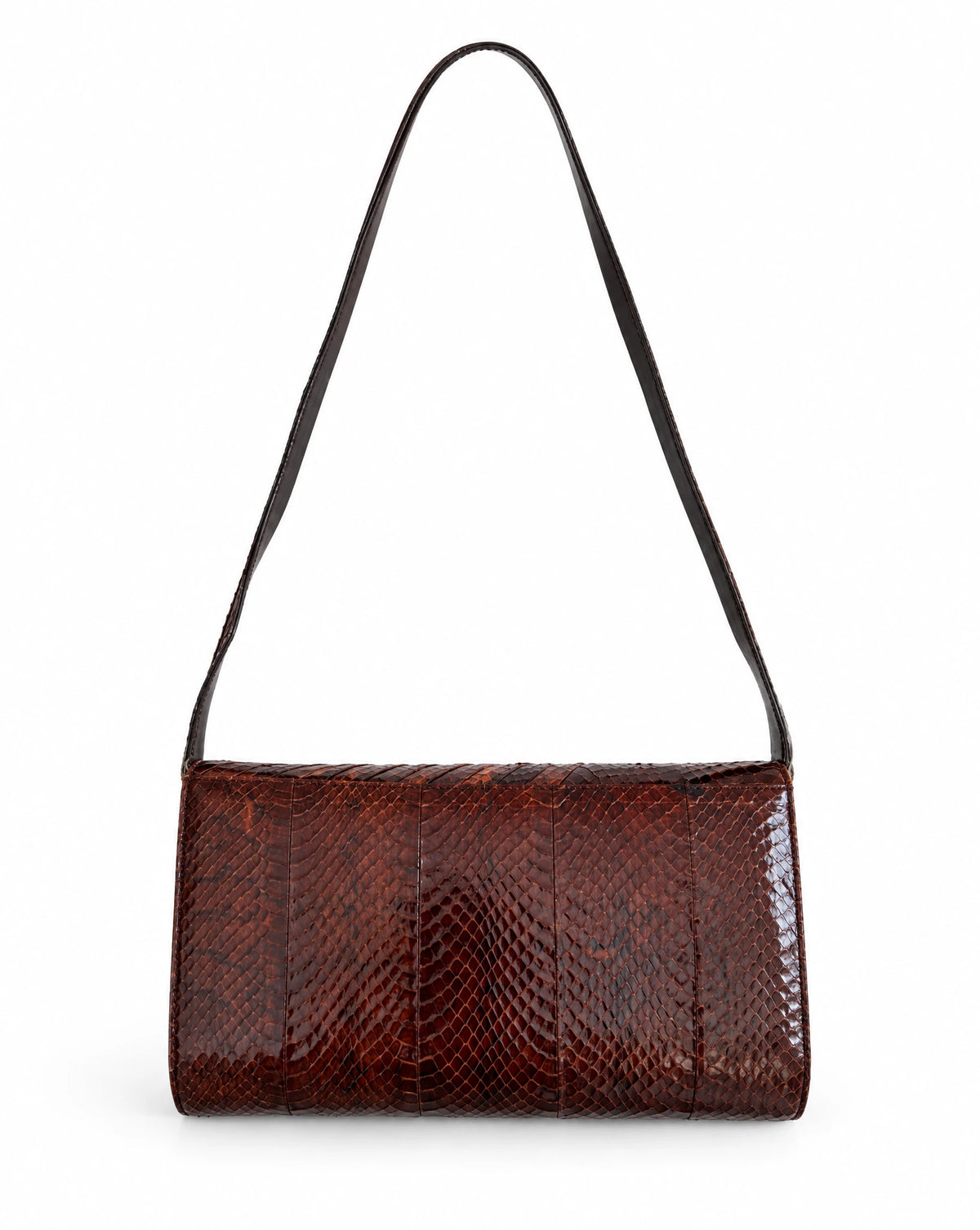 Vintage 1980s Lupalux Genuine Snakeskin Shoulder Bag – Brown Two-Tone Exotic Skin