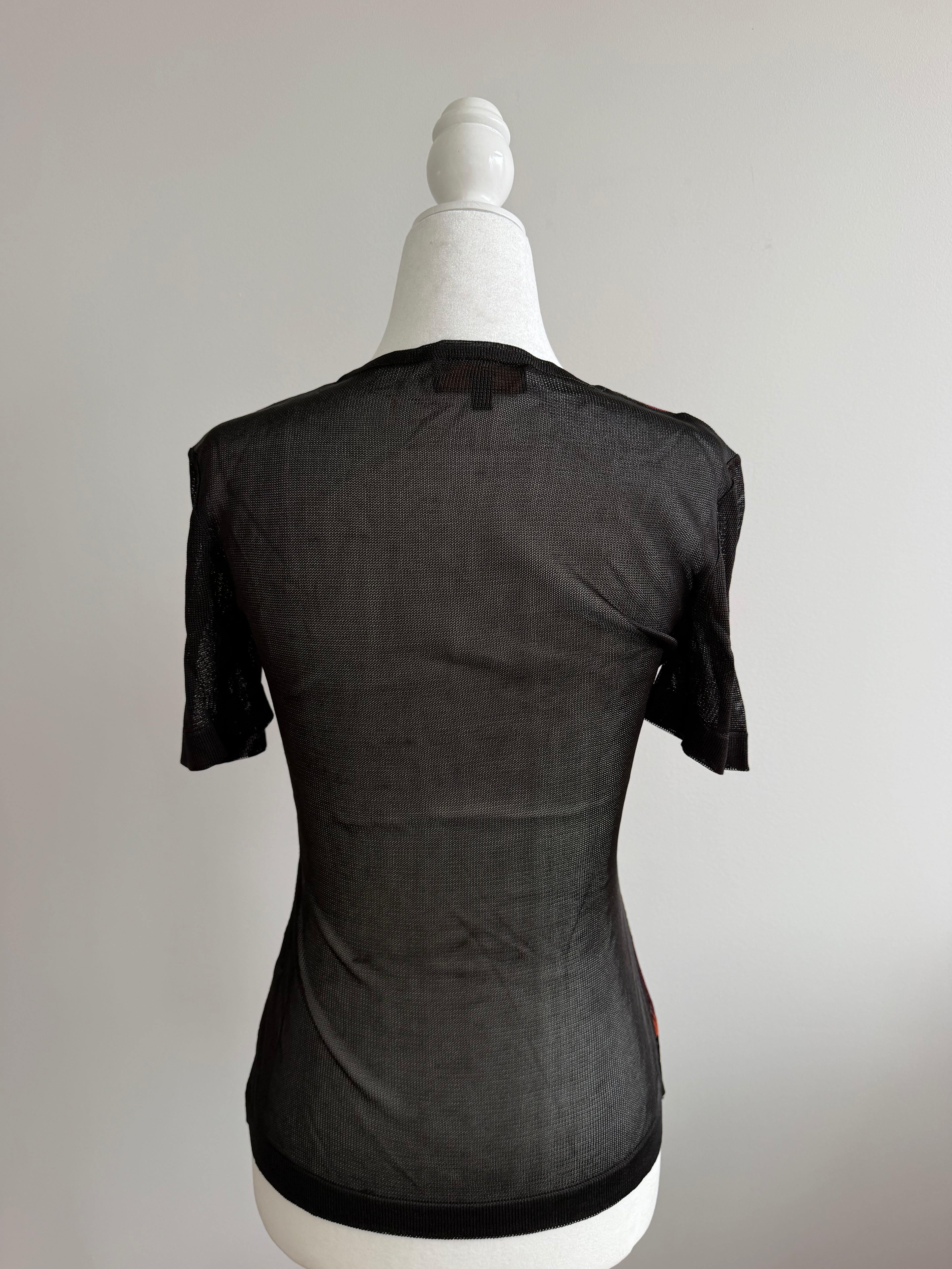 Fendi Maglia 1990s Geometric Sheer Knit Top