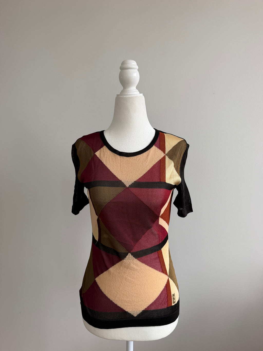 Fendi Maglia 1990s Geometric Sheer Knit Top