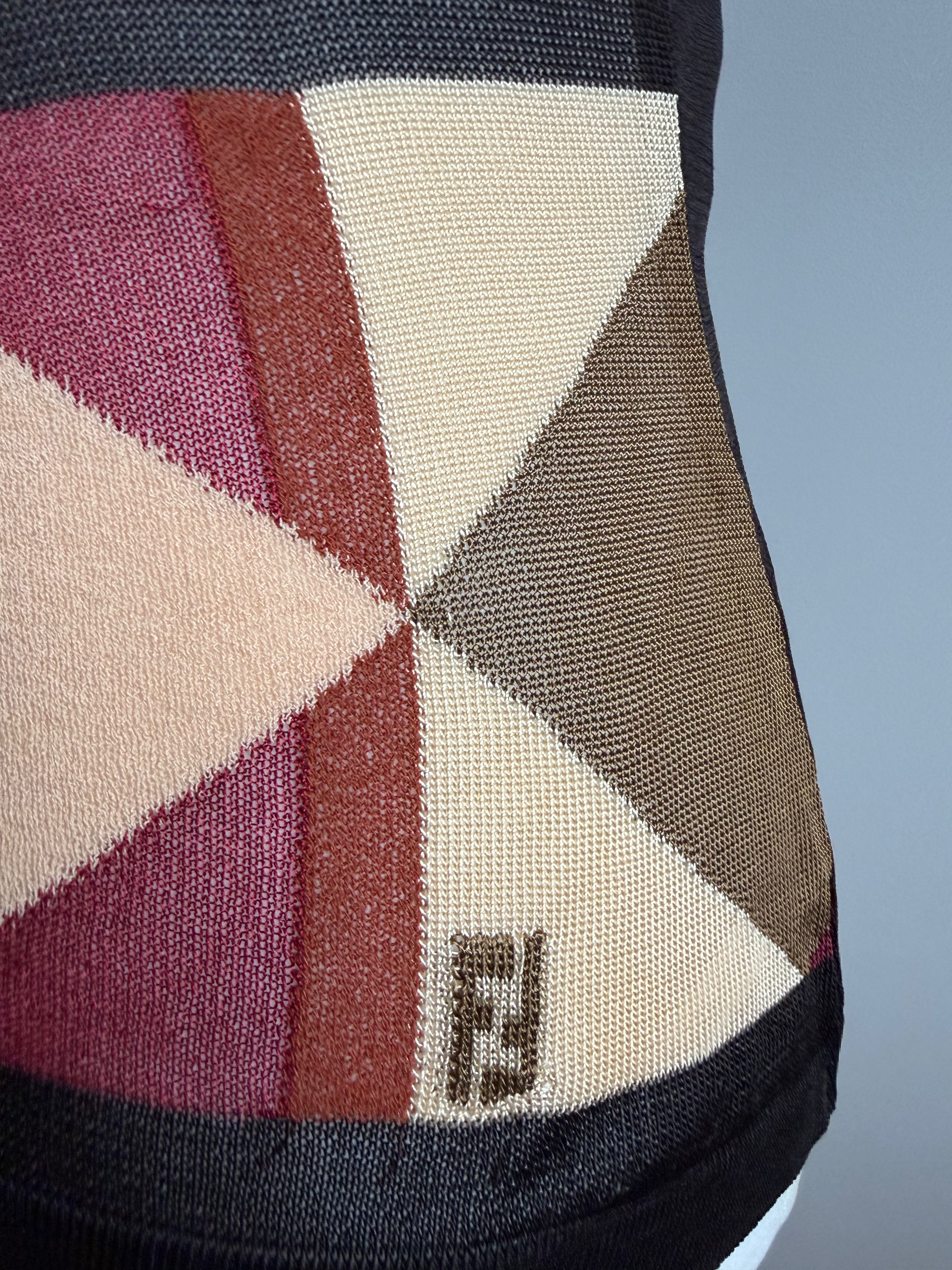 Fendi Maglia 1990s Geometric Sheer Knit Top