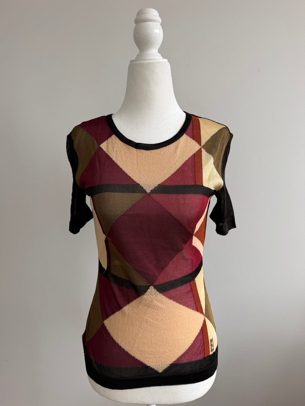 Fendi Maglia 1990s Geometric Sheer Knit Top