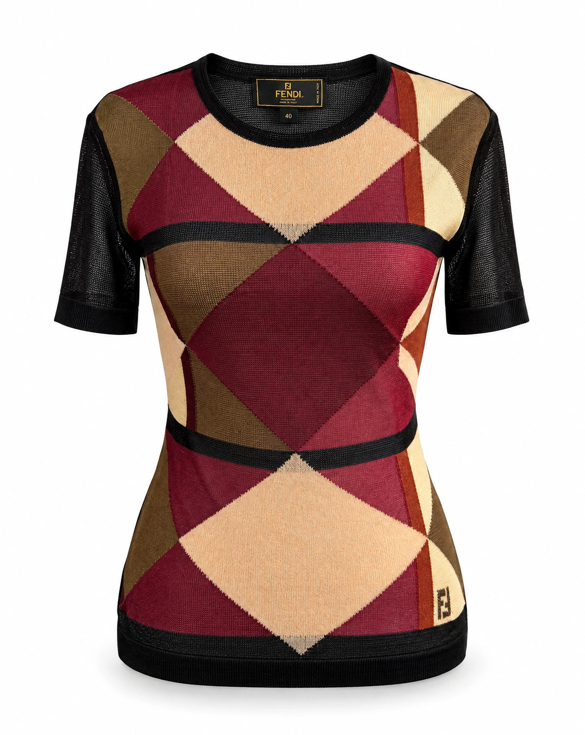 Fendi Maglia 1990s Geometric Sheer Knit Top