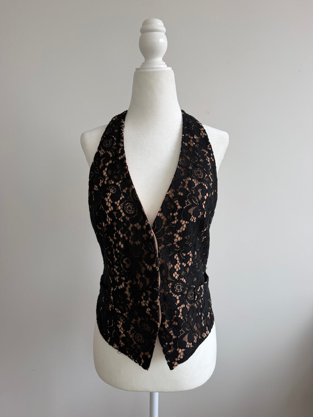 Vintage Lace Open-Back Halter Top