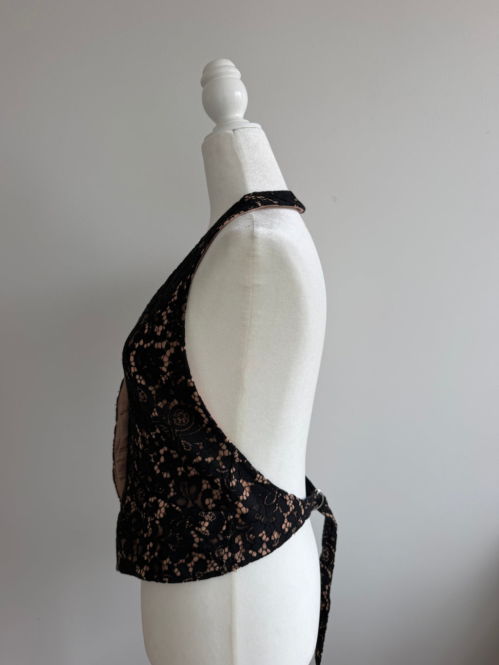 Vintage Lace Open-Back Halter Top