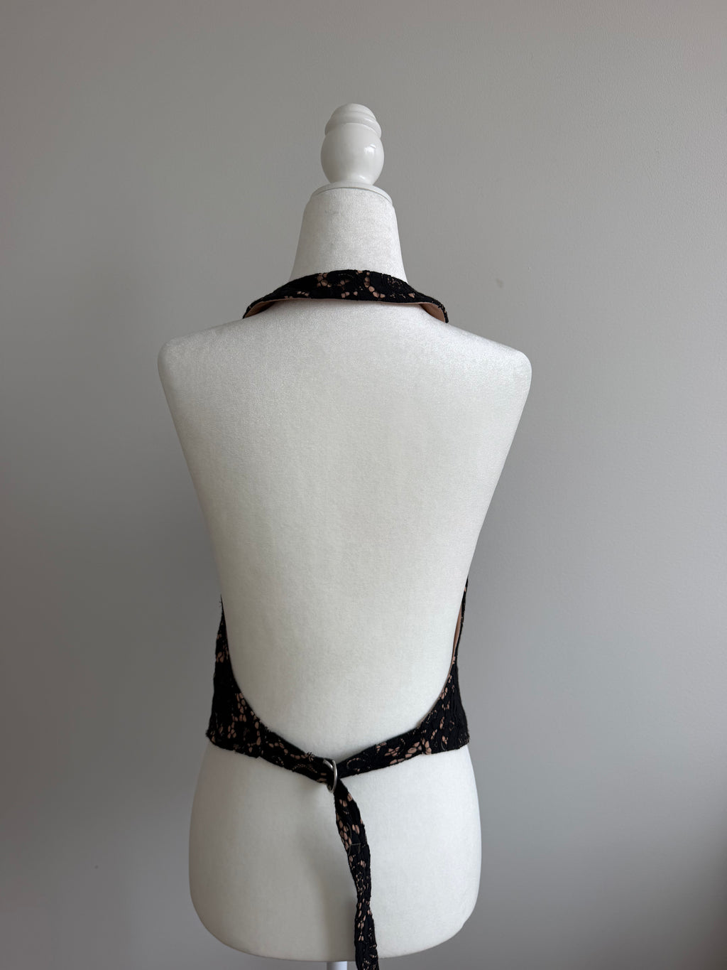 Vintage Lace Open-Back Halter Top