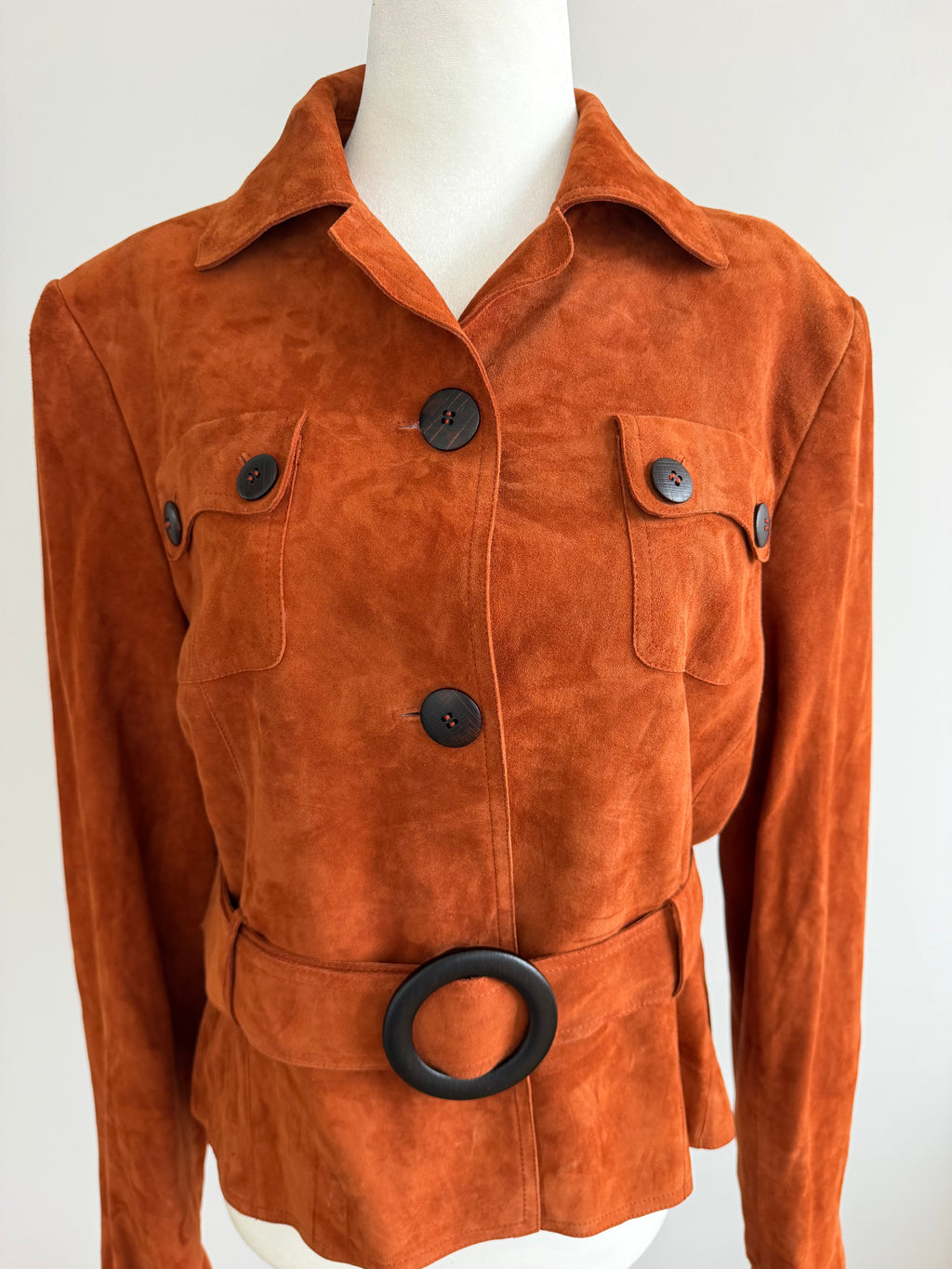 Carlisle Cognac Brown Suede Belted Jacket