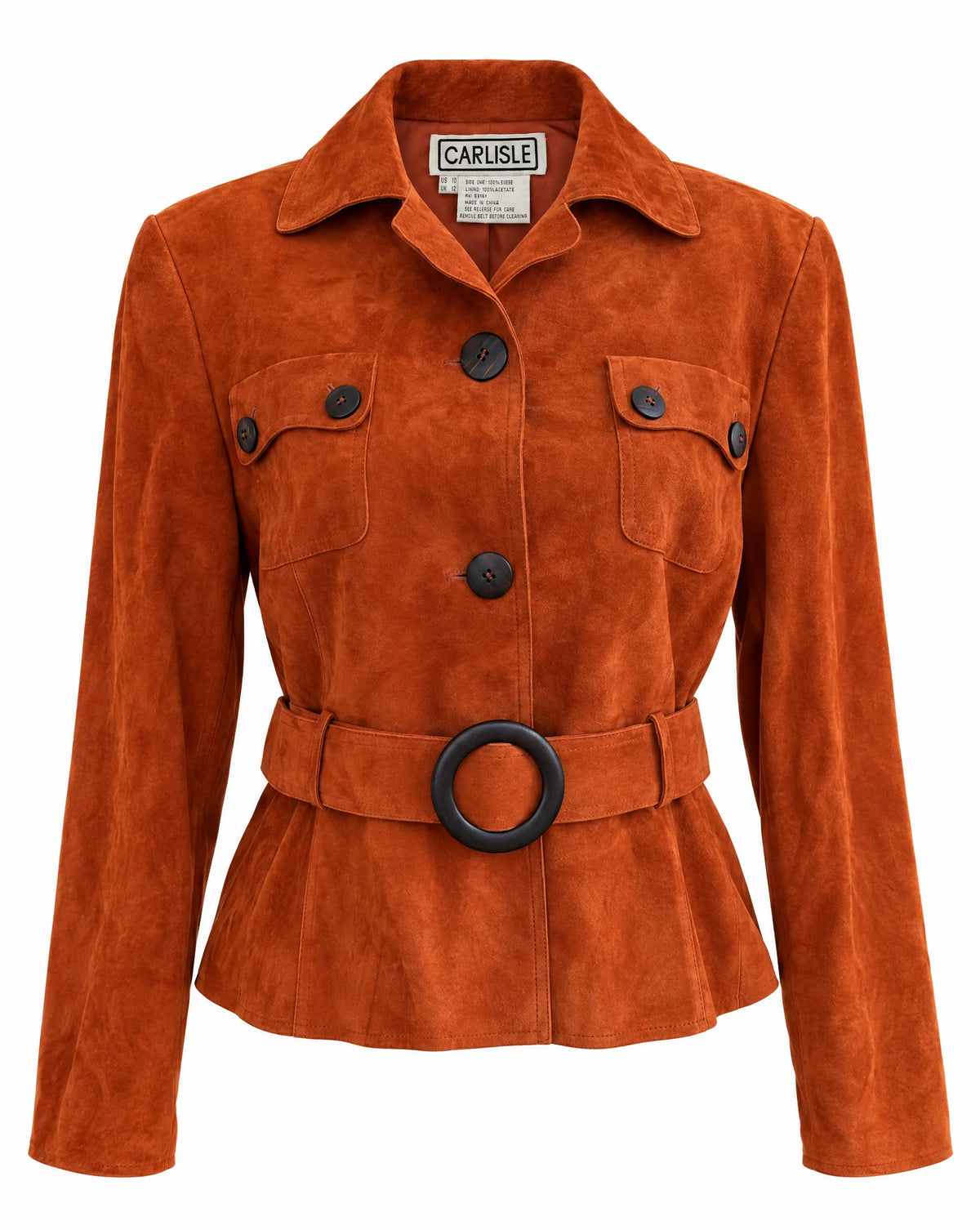 Carlisle Cognac Brown Suede Belted Jacket