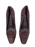 Prada Brown Suede Whipstitch Loafer Pumps - Late 90s/early 2000s