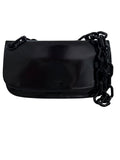 Vintage Prada Nero Spazzolato Leather Chain Shoulder Bag