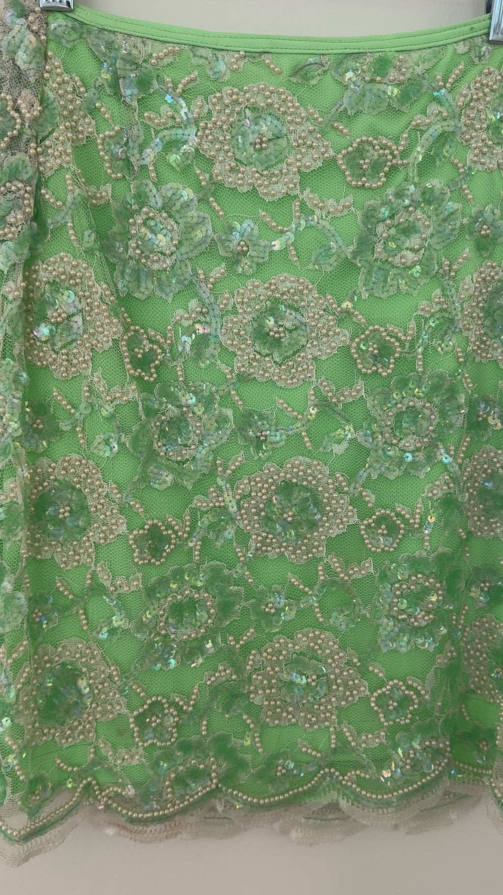Vintage 1990s La Perla Ritmo di Perla Beaded Sequin Floral Skirt – Made in Italy