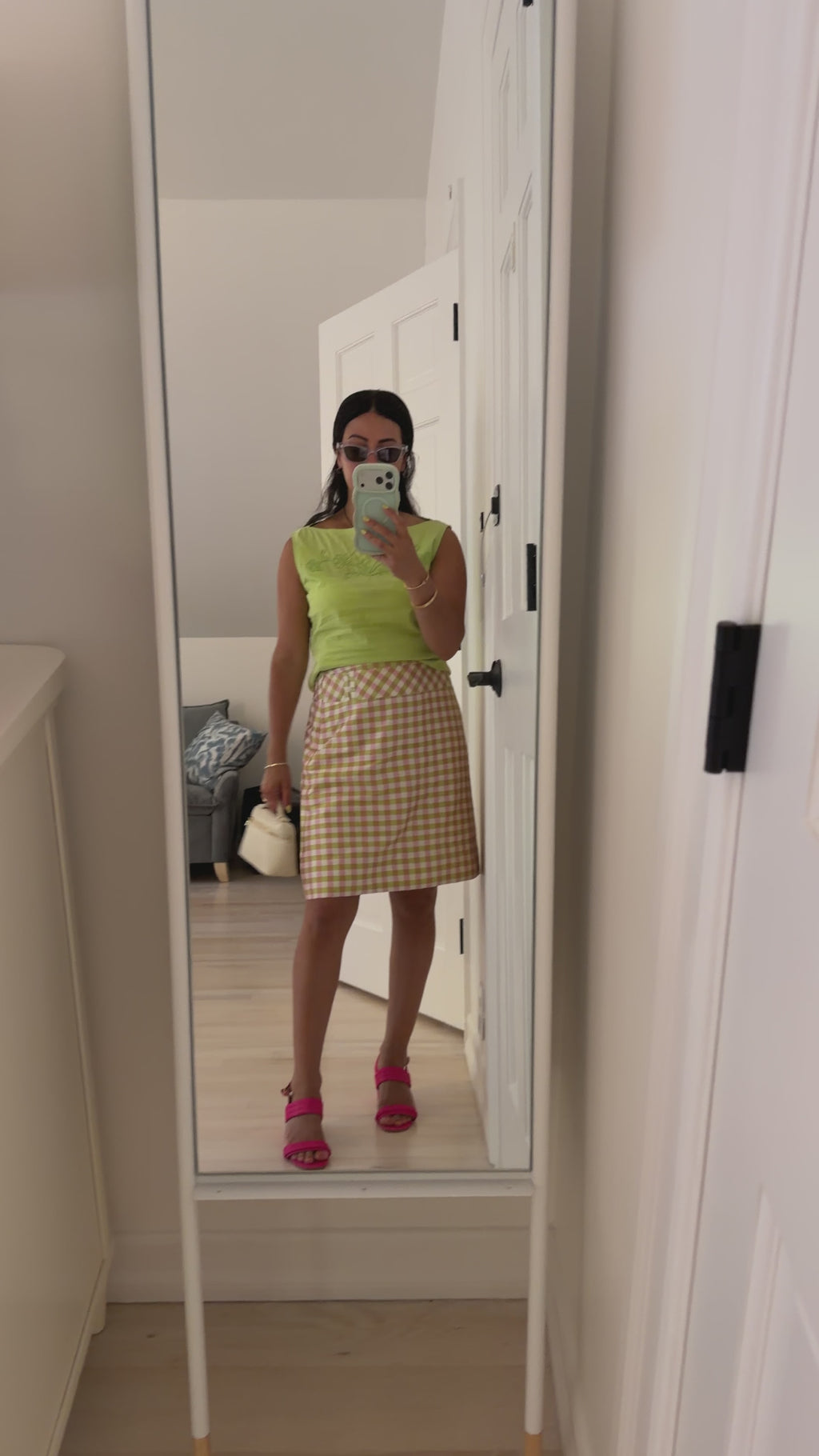 Vintage Late 1990s / Y2K Emozioni Italian Silk Plaid Skirt
