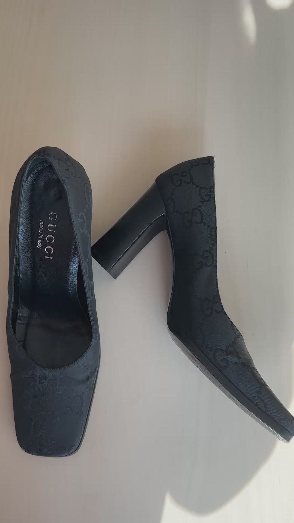 Vintage Gucci “Tenby” GG Monogram Fabric Pumps - Early 2000s