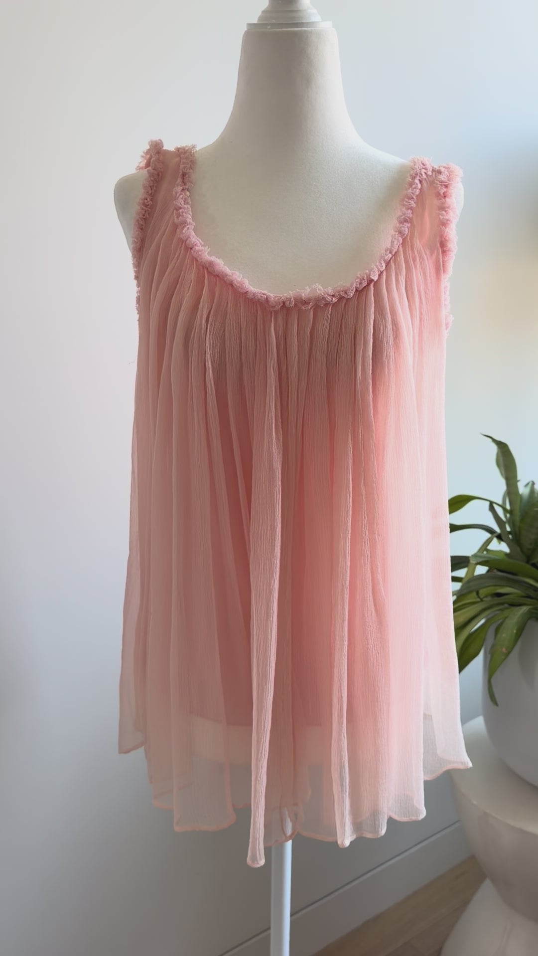 Gucci Tom Ford FW01 Runway Look 4 Pink Sheer Silk Chiffon Top